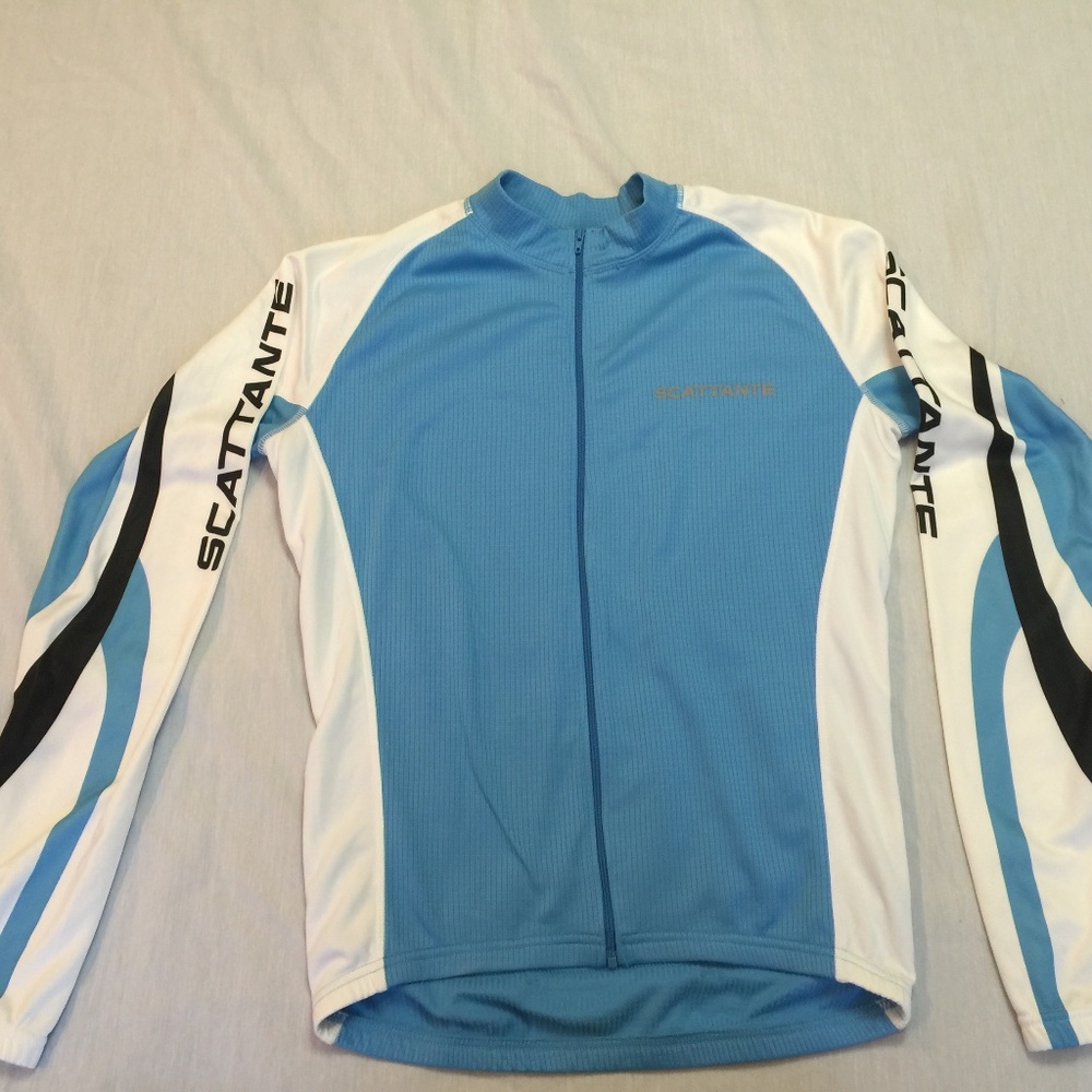 🐢🐢🐢  SCATTANTE WOMENS ATHLETIC BIKE CYCLING FULL ZIP SHIRT SIZE L. 🐢🐢🐢